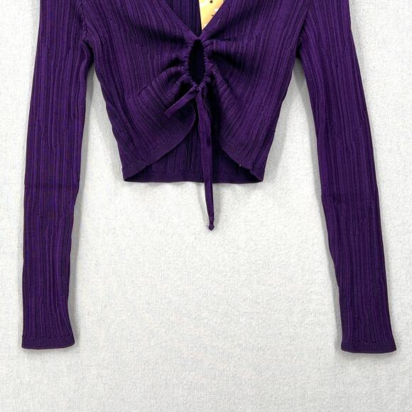 PAOLA BERNARDI Andressa Cropped Cardigan Small Purple Sparkle Knit Long Sleeve - Picture 6 of 12